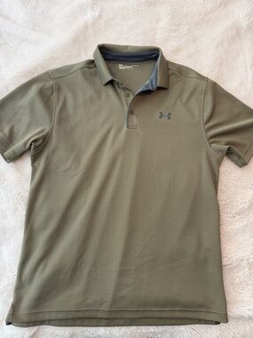 Under Armour Men's Olive Green Performance Polo with Dark Logo